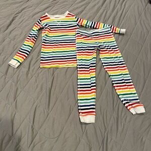 Primary Rainbow Striped Kids Pajama Set Size 6-7